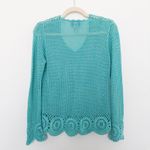 Vintage BFA Classics Womens Crochet Cardigan Size S Teal Open Knit‎ Boho Fairy Blue Photo 4