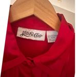Yves St. Clair Red Ruffle Button Down Blouse Sz 8 Long Sleeve Vintage Retro Photo 2