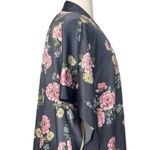 Torrid Kimono Robe Side Tie Open Front Gray Pink Floral Satin Women’s Plus OS Photo 8