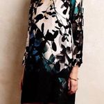 Anthropologie  MAEVE SHADED GARDEN BLACK PRINT DRESS CUTOUT SLEEVES XSP Photo 3