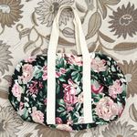Vintage Floral Duffel Bag Canvas Tote Gym Shopping Pink Photo 2