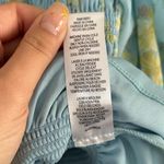 WAYF  Smocked Floral Teal Short Puff Sleeve Top Size Medium Photo 4