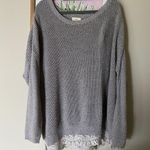 Urban Outfitters Pins And Needles Grey Sweater With Lace Trim Photo 0