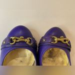 Coach  Desaree Purple Bock Heel Pumps Gold Hook‎ Buckle Accent Heels Size 6 B Photo 6