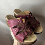 Dansko  Serena Floral Slip On Wedge Sandals in sangria waxy leather 39 Photo 7