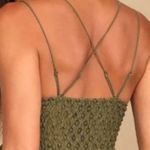 Free People One Adelia Lace Double Ruffle Lace Top in Olive Sparrow Sz L π Photo 1