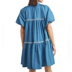 En Saison Anthropologie Tara Puff Sleeve Babydoll Shirt Dress Women’s Large Blue Photo 1