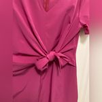 Everly  Hot Pink Tie Front Short Sleeve Shift Mini Dress Photo 5