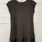 Anthropologie Bailey 44 Black & Tan Striped Dress w/ Faux Leather Bottom - Small Photo 4