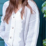 Pinch Morgan Colorblock Cardigan Womens Small/Medium Cream Beige Buttons Casual Tan Photo 0