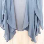 belle du jour Womens Sheer Kimono Top Size L Gray Open Front Boho Flowy Romantic Photo 2