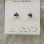 CAROLEE Stone & Freshwater Pearl Stud Earrings, Blue/Yellow/Gold, Pearl, NWT‎ Blue Photo 4