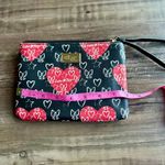 Betsey Johnson Black and Red Heart Pattern Zip Up Wristlet Photo 4