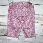 Lee  NWT 22W Purple Rose Floral Print Denim Classic Fit Roll Cuff Hem Jean Capris Photo 1