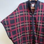 Anne Klein  Women's Size M Poncho Sweater Red Black Cotton Blend Photo 3