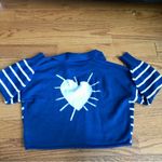 Kerri Rosenthal Striped Heart Polo Nautical Blue White Sweater Women’s Size S Photo 5