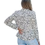 Cupshe Black White Spotted Blazer Long Sleeve Button Up Blouse Women's Size XS Photo 3