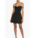 Monique Lhuillier Blaire Embellished Off the Shoulder Minidress, Black 4 NWT Photo 2