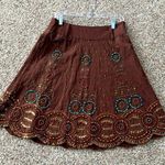 Basi and Maude embroidered embellished beaded brown western skirt size 6 Photo 0