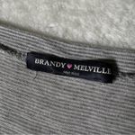 Brandy Melville Gray and White Stripe Crop Top Photo 5