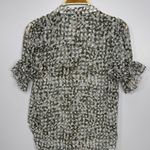 MISA Los Angeles  Blouse Size Small‎ Green Floral Sheer Ruffle Sleeve Button Top Photo 8