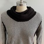 Calvin Klein Cowl Neck Knit Sweater- Black and White- Size Medium Photo 1