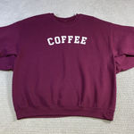 Source Unknown COFFEE Graphic Sweatshirt Burgundy Crewneck Pullover Casual Women's Size XL Photo 0