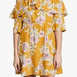 Cupcakes & Cashmere Fonda Ruffle Detail Floral Print Mini Dress Halter Neck XS Yellow Photo 0