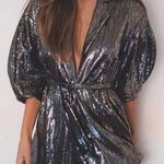 ZARA gray black belted balloon sleeve sparkly romper new with tag size xs Photo 6
