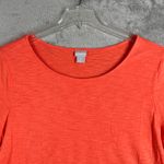Chico's  Shirt Coral Orange Slub Lace Hem Top Womens XL Scalloped Crochet Detail‎ Photo 3