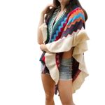 Chevron Soft Knit Poncho / Cape / Cloak / Shawl with Tassels New without Tag Photo 4