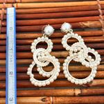J.Crew  White Bead Interlocking Hoop Dangle Earrings Photo 2