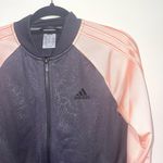 Adidas Black & Pink Embossed Full Zip Varsity Track Jacket Photo 2