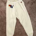 Aviator Nation  Vintage White Cream Logo Sweatpants Photo 0