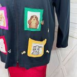 Bechamel Dog Lover Embroidered Patches Full Zip Cardigan Jacket Blue Large Photo 5