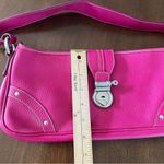 Burberry Women’s Pink Leather Shoulder Baguette Bag Plaid Liner Silver Hardware Photo 11