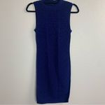 Karen Millen Blue Knit Bodycon Cable Knit Design Dress XS Photo 2