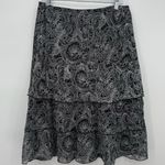 Notations  Y2k Black Geometric Ruffle Midi Elastic Skirt Size Medium Photo 0