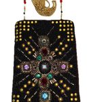 Mary Frances Brown Gold Beaded Cross Phone Bag Handbag Purse Crossbody Clutch Photo 0
