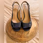 Antonio Melani Haleen Patent Leather Blue Platform Heels Peep Toe Pumps Photo 1
