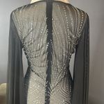 Women’s Black Sheer BodyCon Jumpsuit Silver Accents Bat Wing Sleeves **Size S Photo 7