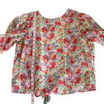 Ba&sh Amael Multicolor Floral Print Puff Sleeve Round Neck Blouse Size Medium Photo 4