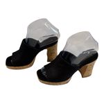 Reformation Cork Slide Platform Open Toe Mules Womens Size 6.5 Black And Cork Photo 1