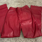 Amazon Red Straight Leg Leather Pants Photo 0