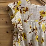Free People One Size Small Naya Printed Floral Ruffle Sleeve Tie Bottom Hem Yellow Photo 7