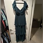 Lulus  Teal Pleated Flutter Maxi Dress Photo 2