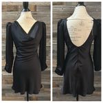 NWT Astr The Label Black Cowl Neck Long Sleeve Mini Dress With Pearl Chain S Photo 1