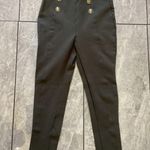ZARA Pants Womens Small Black High Rise Slim Fit Gold Button Trousers Stretch Photo 0