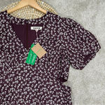 NWT Boden Cut Out Midi Tea Dress Shortsleeve Dark Burgundy Sweet Daisy Size 14R Purple Photo 5