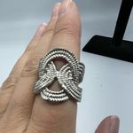 Silver Tone Twist Chunky Ring Band Size 7 Photo 0